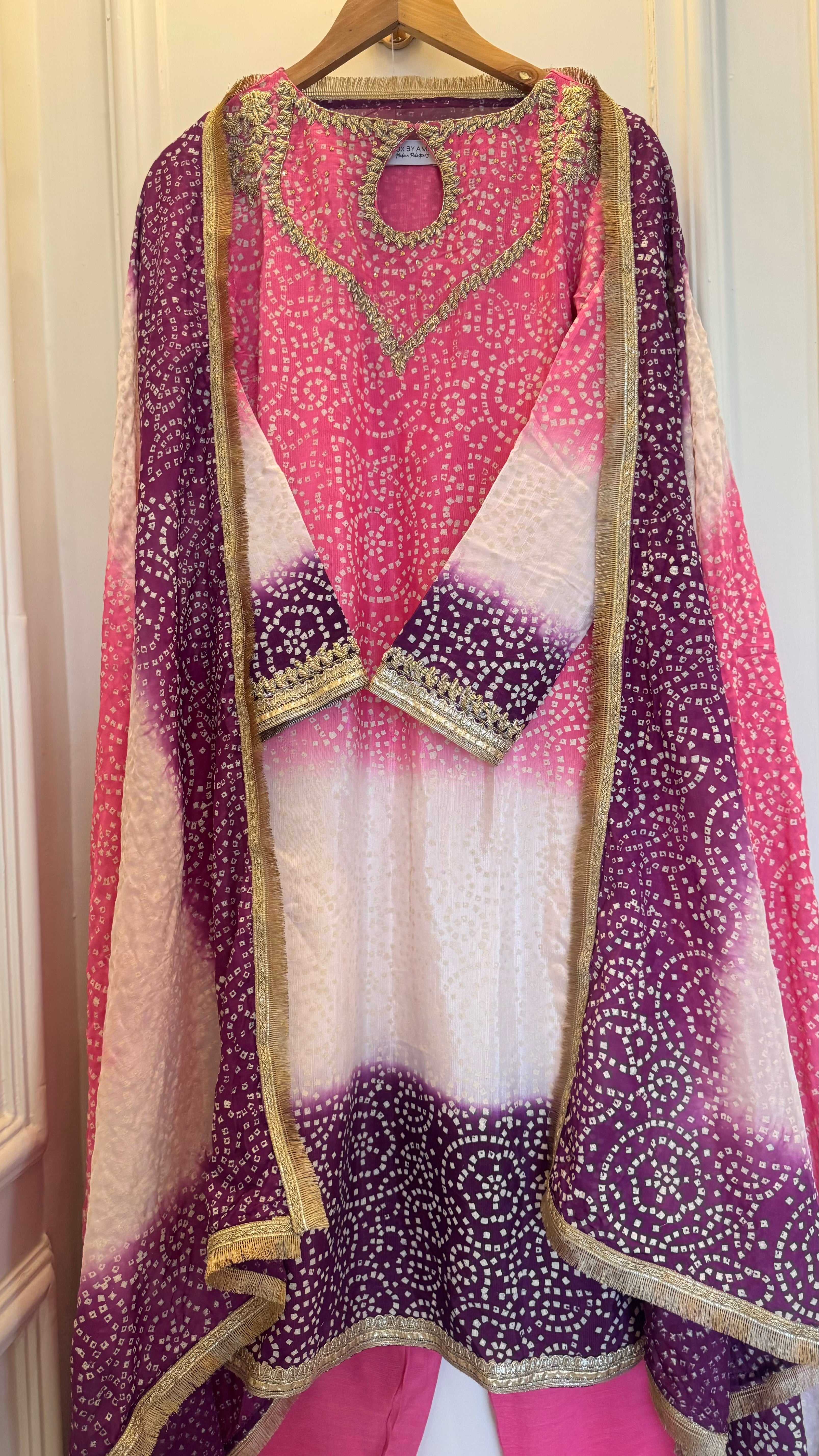 silk chunri dress Brand new chunri silk dress , yellow & red with muqash &gota