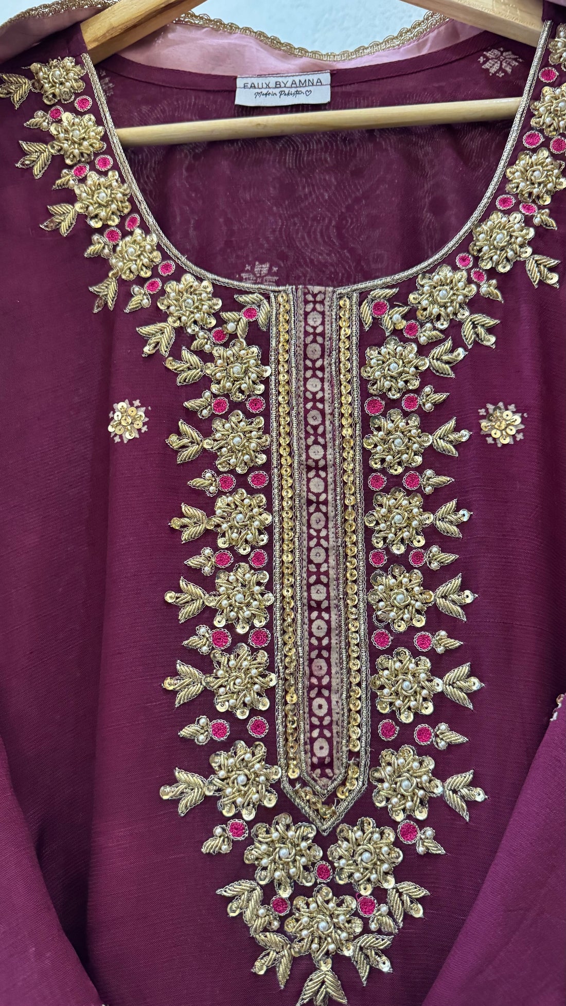 Stitched Mulberry Purple Zardozi Set