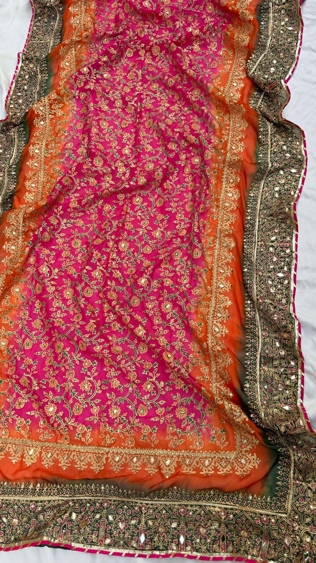 Shocking Pink Embellished Dupatta