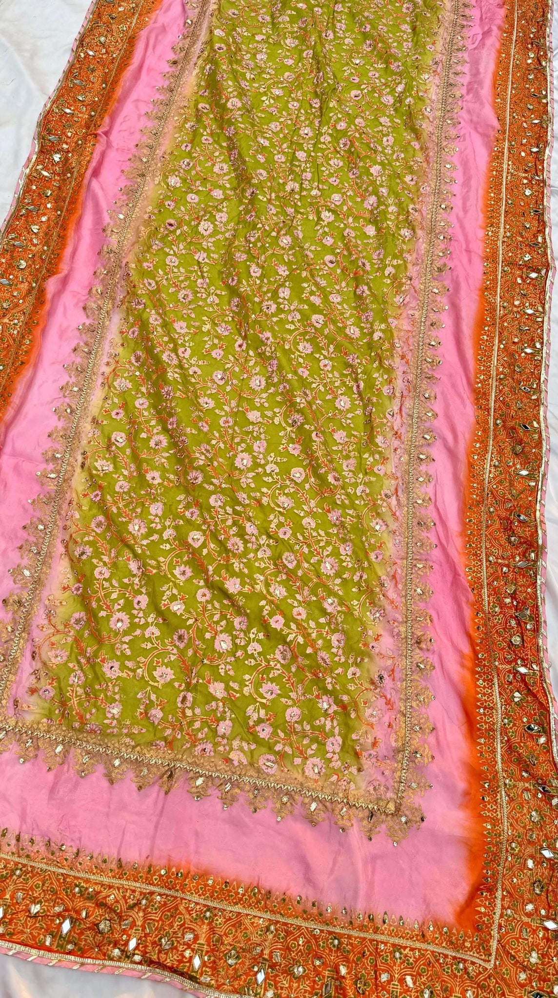 Dhani Green Embellished Dupatta