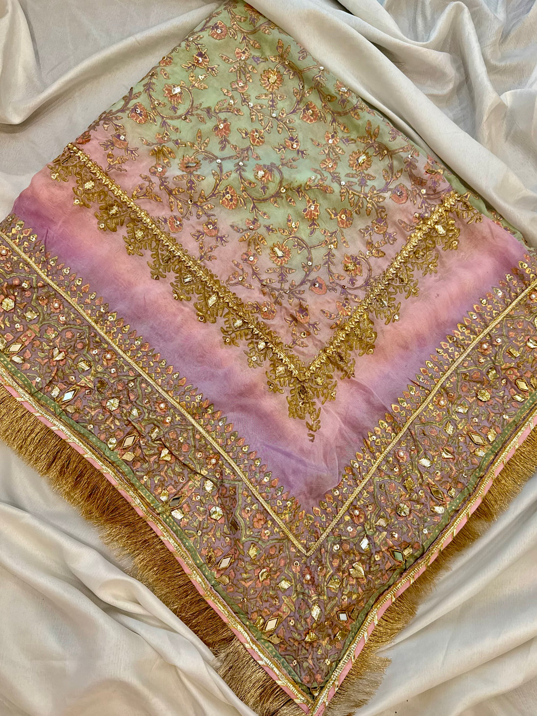 Pastel Multi China Silk Dupatta