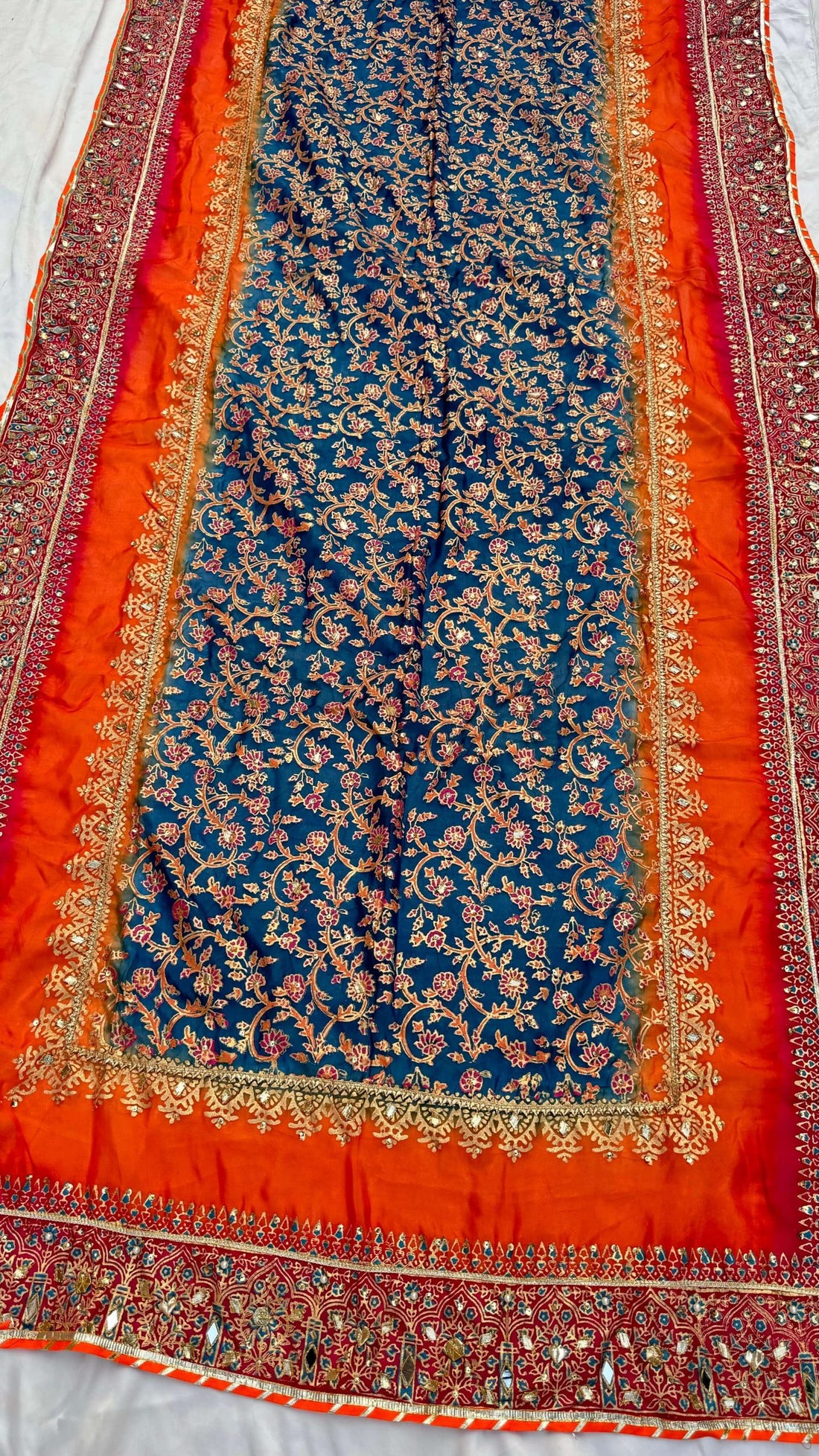 Blue Three Shaded Embellished Dupatta