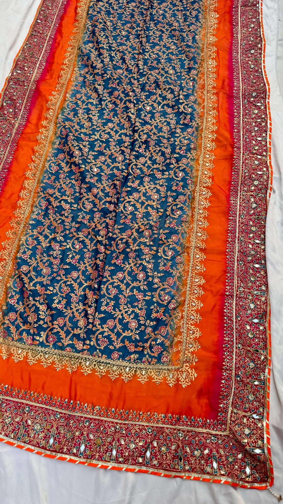 Blue Three Shaded Embellished Dupatta