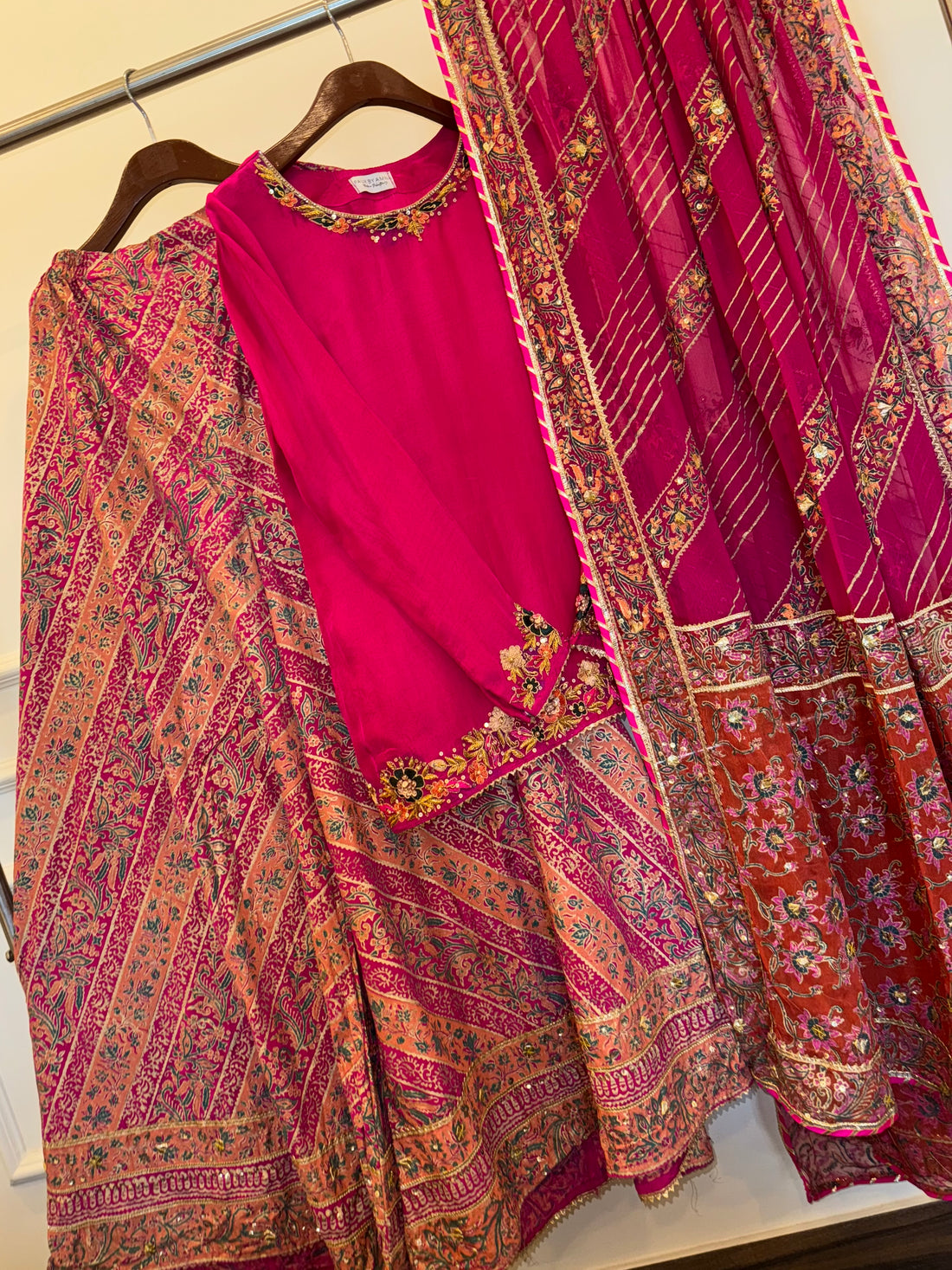 Stitched Atshi Pink Sharara Set