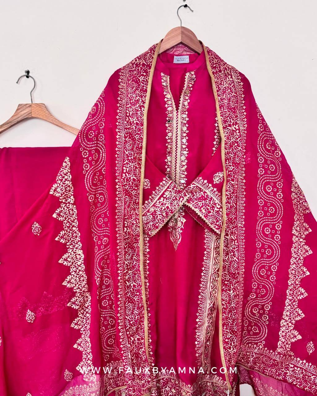 Stitched Raw Silk Atshi Pink