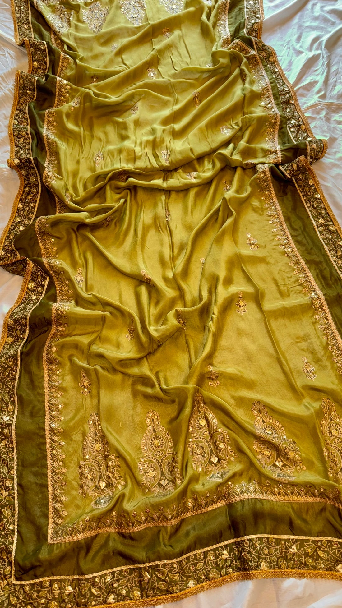Ombré Green Silk Dupatta