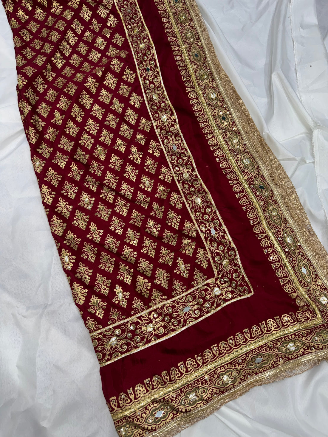 Blood Red Silk Dupatta
