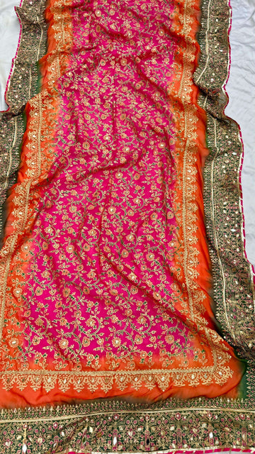 Shocking Pink Embellished Dupatta