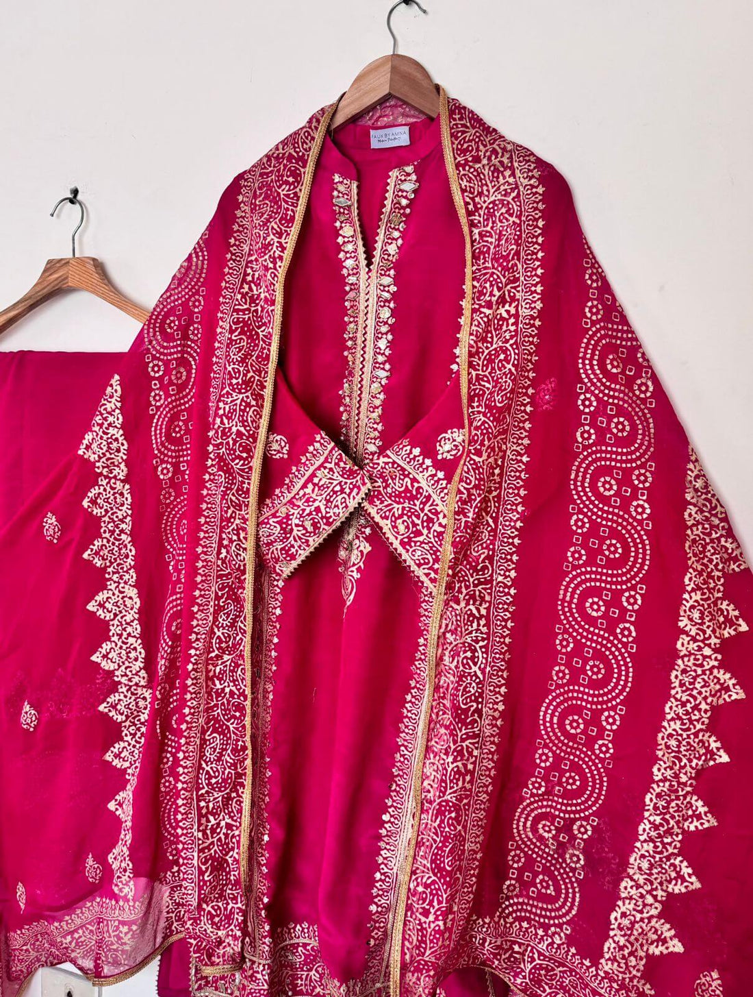 Stitched Raw Silk Atshi Pink