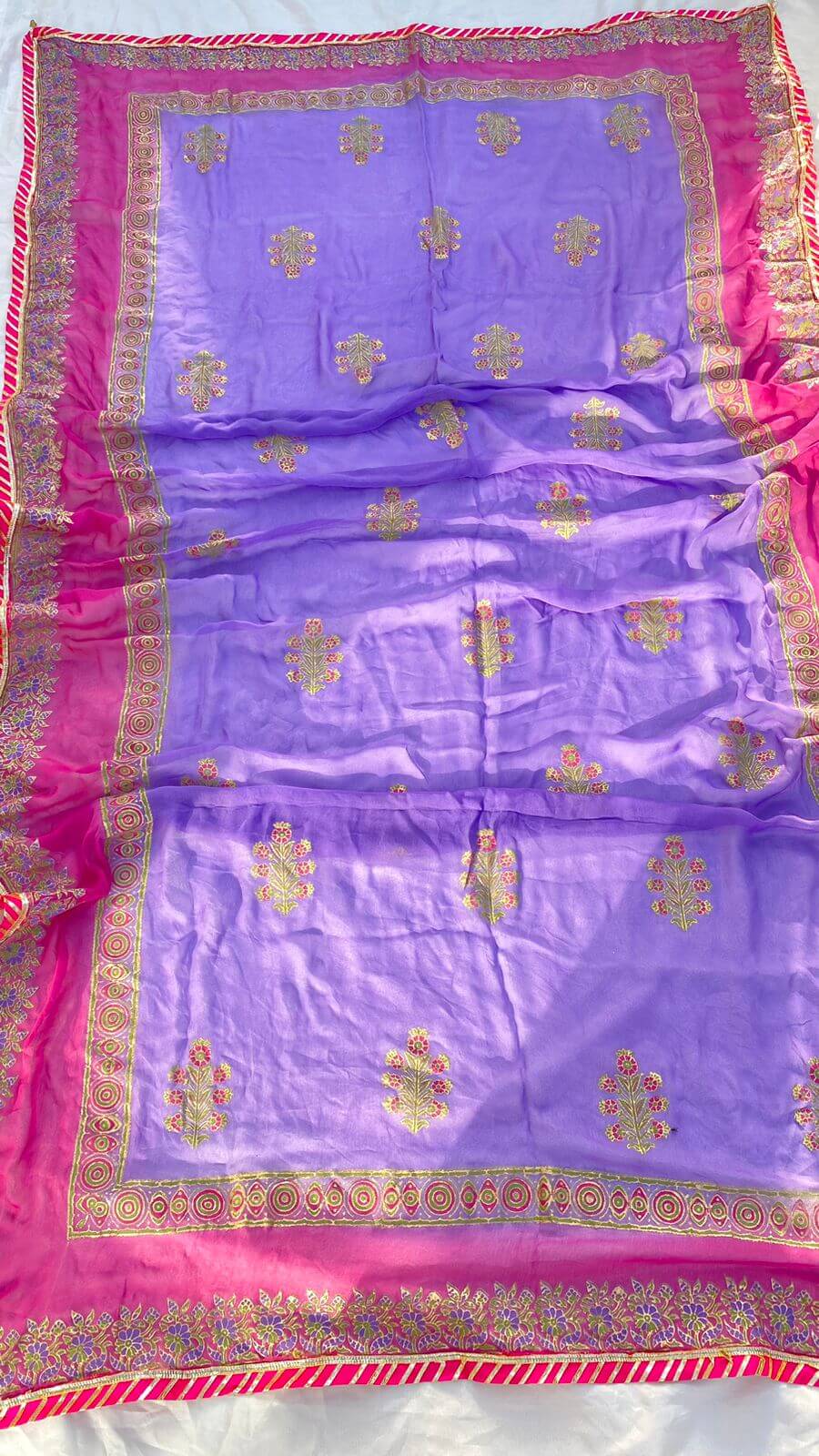 Lavender Embellished Cotton-Lawn Suit With Two-Shaded Dupatta