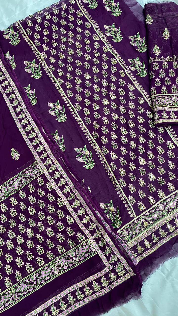 Unstitched Purple Chiffon Shirt & Dupatta