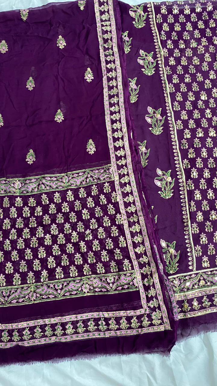 Unstitched Purple Chiffon Shirt & Dupatta