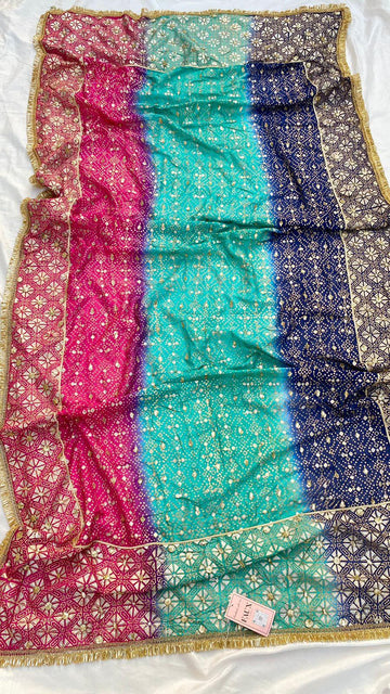 Three-Shaded Silk Embellished Chunri Dupatta