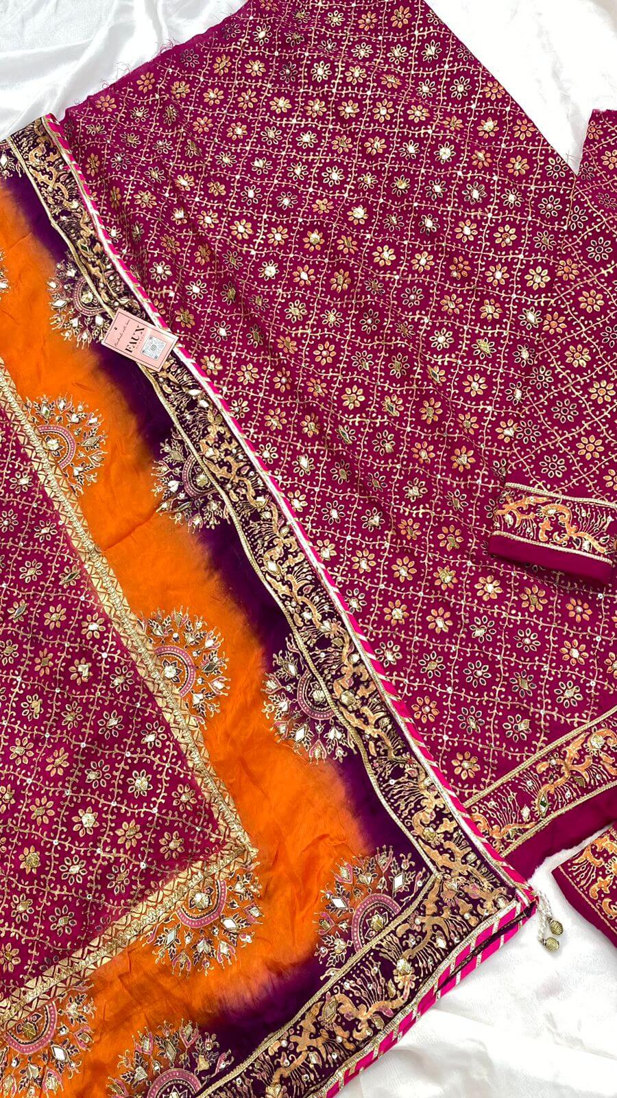 Rouge Multi Dupatta Raw Silk Set