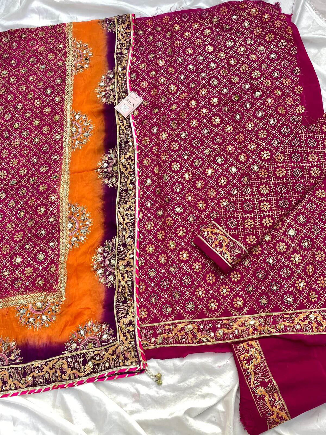 Rouge Multi Dupatta Raw Silk Set