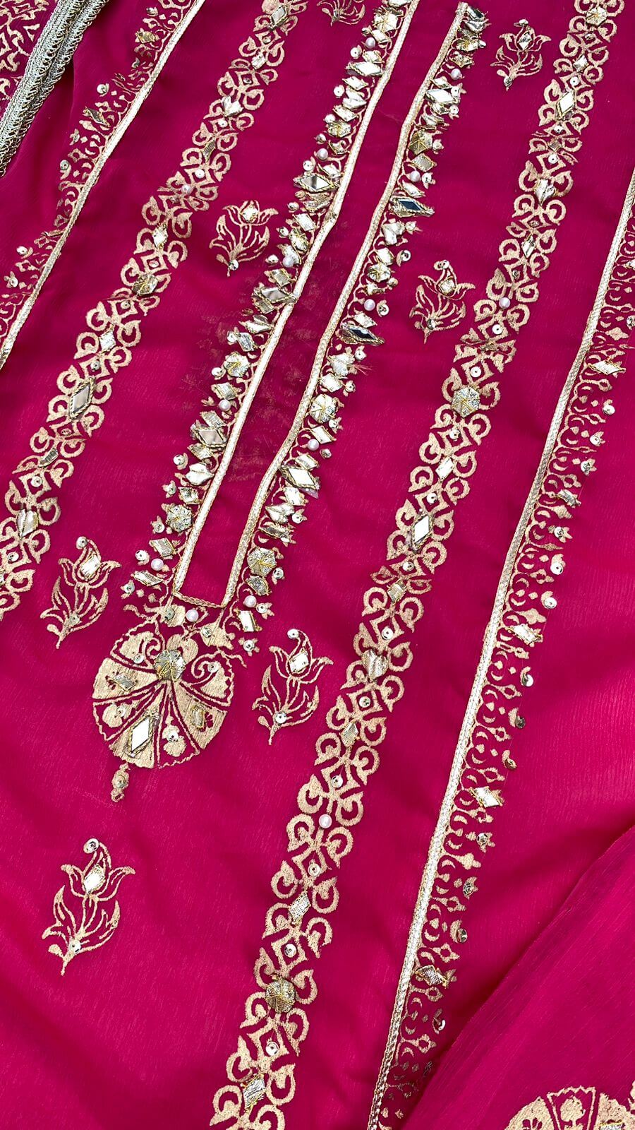 Unstitched Shocking Pink Chiffon Shirt & Dupatta