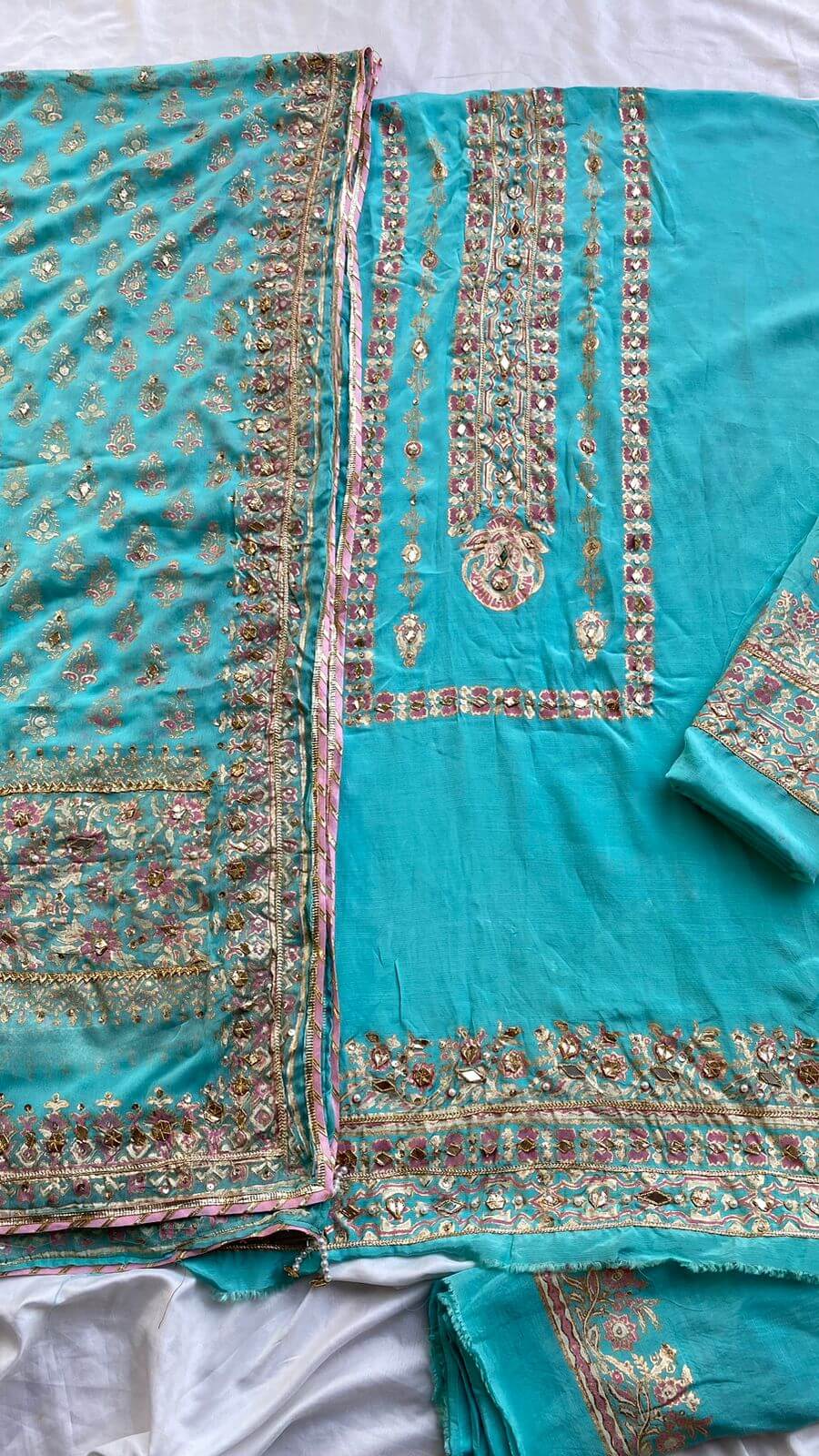 Unstitched Sky Blue Raw Silk Set