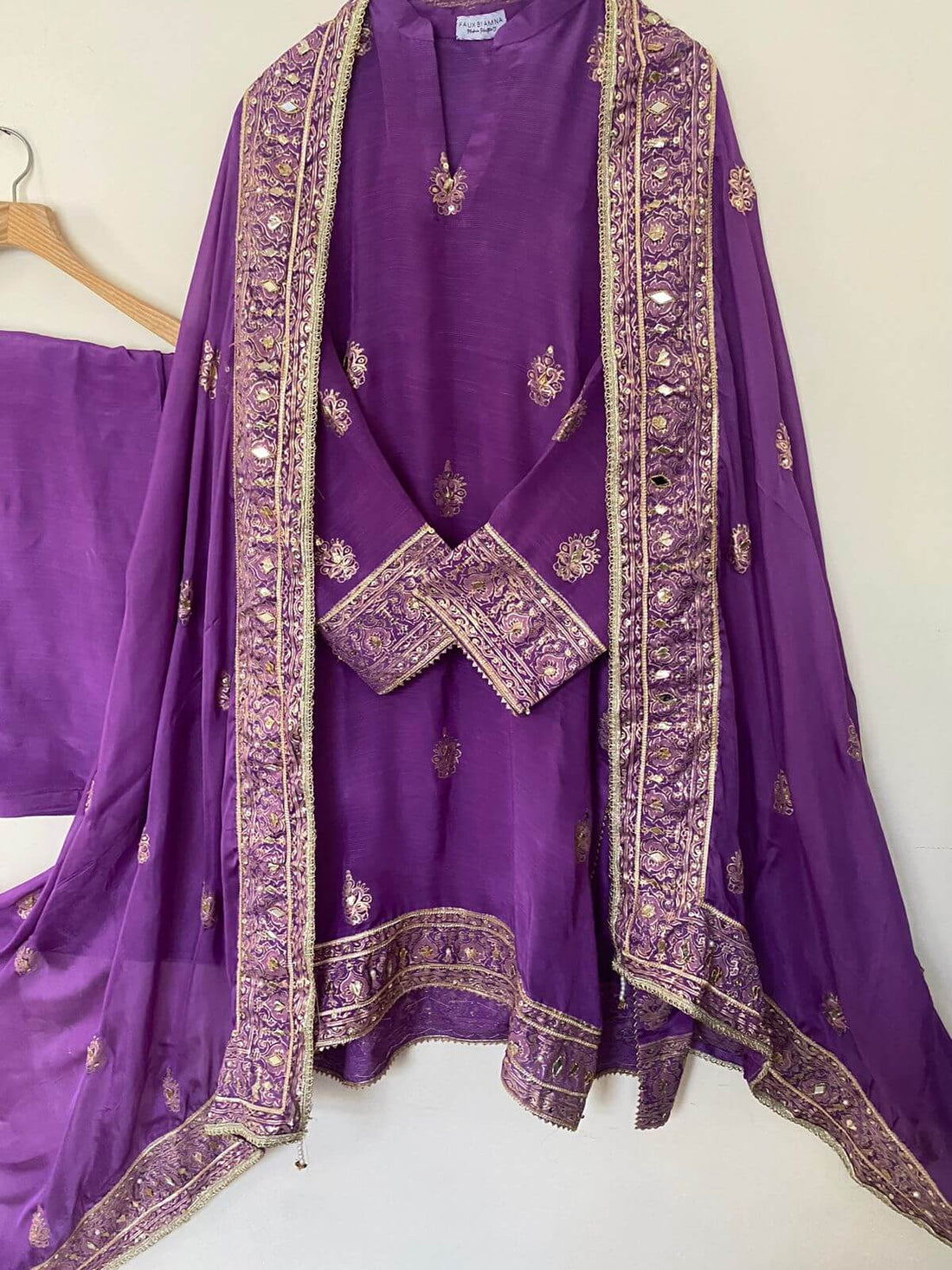 Stitched Plum Silk Suit