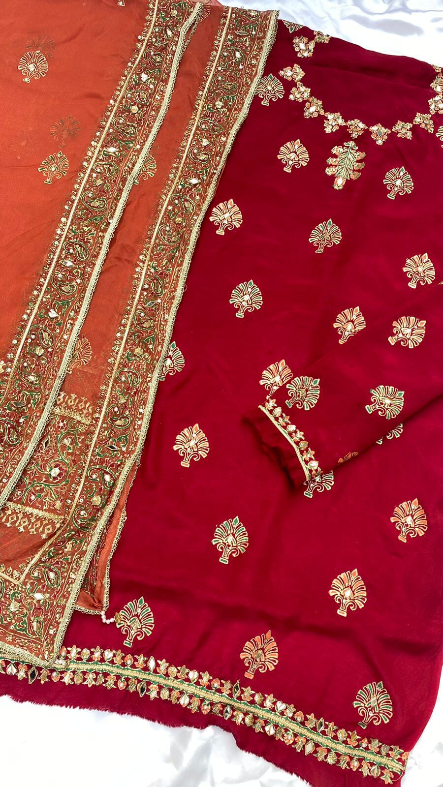 Maroon Embellished Raw Silk Set