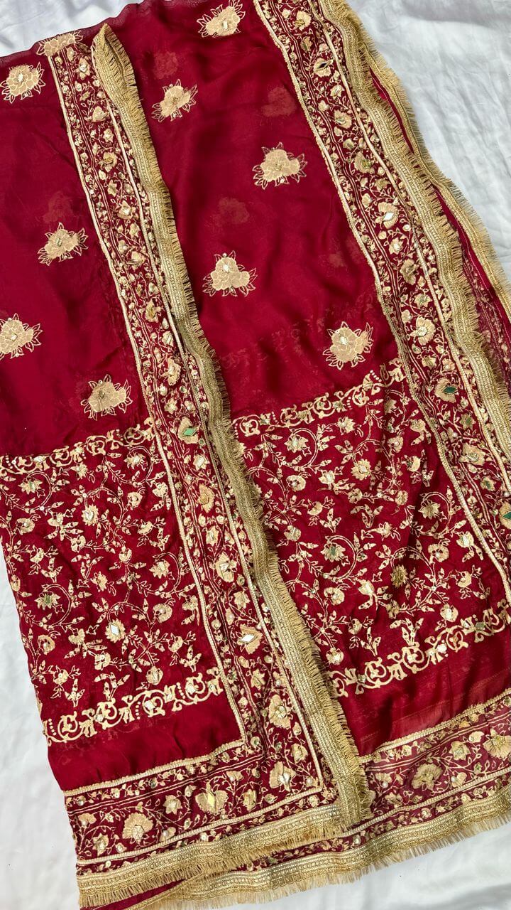 Maroon China Silk Dupatta