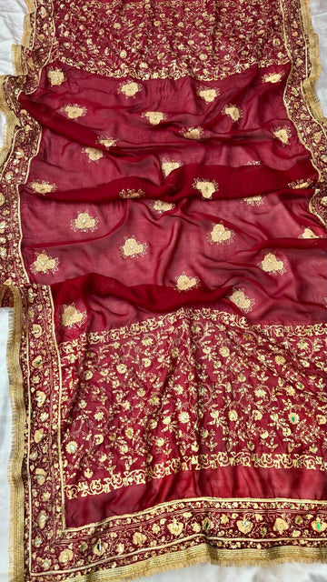 Maroon China Silk Dupatta