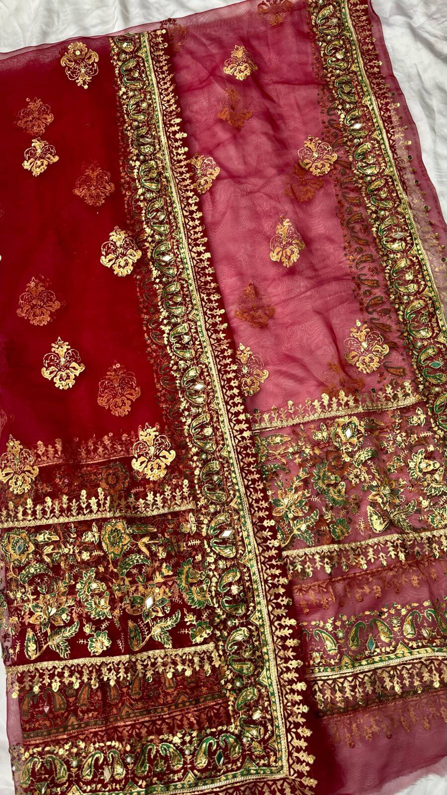 Maroon Embellished Dupatta