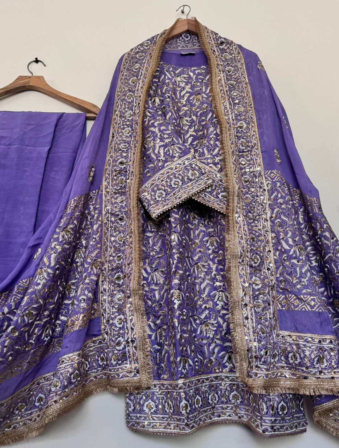 Stitched Orchid Purple Raw Silk Suit