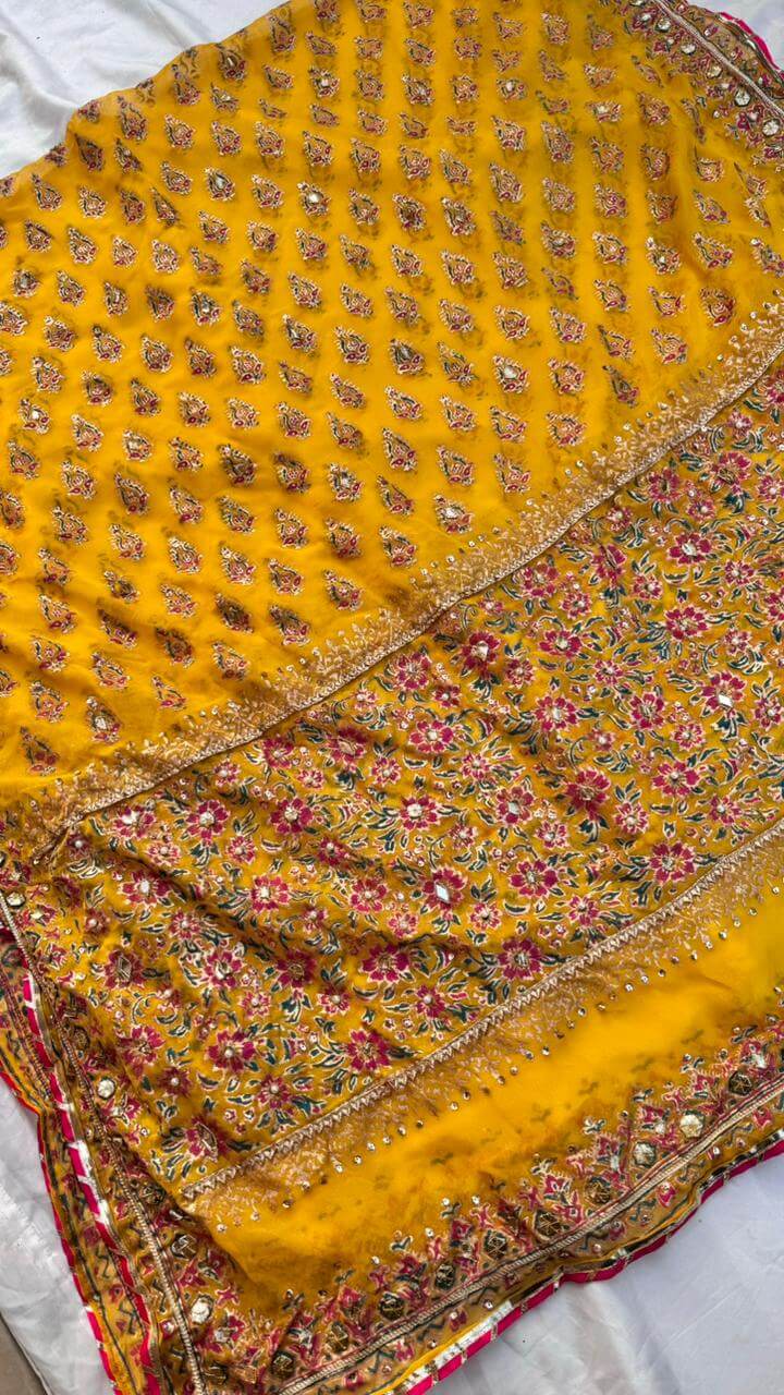 Mayoun Yellow Embellished Dupatta