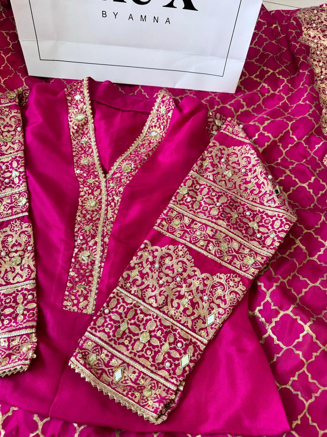 Pure Raw Silk Hot Pink Set