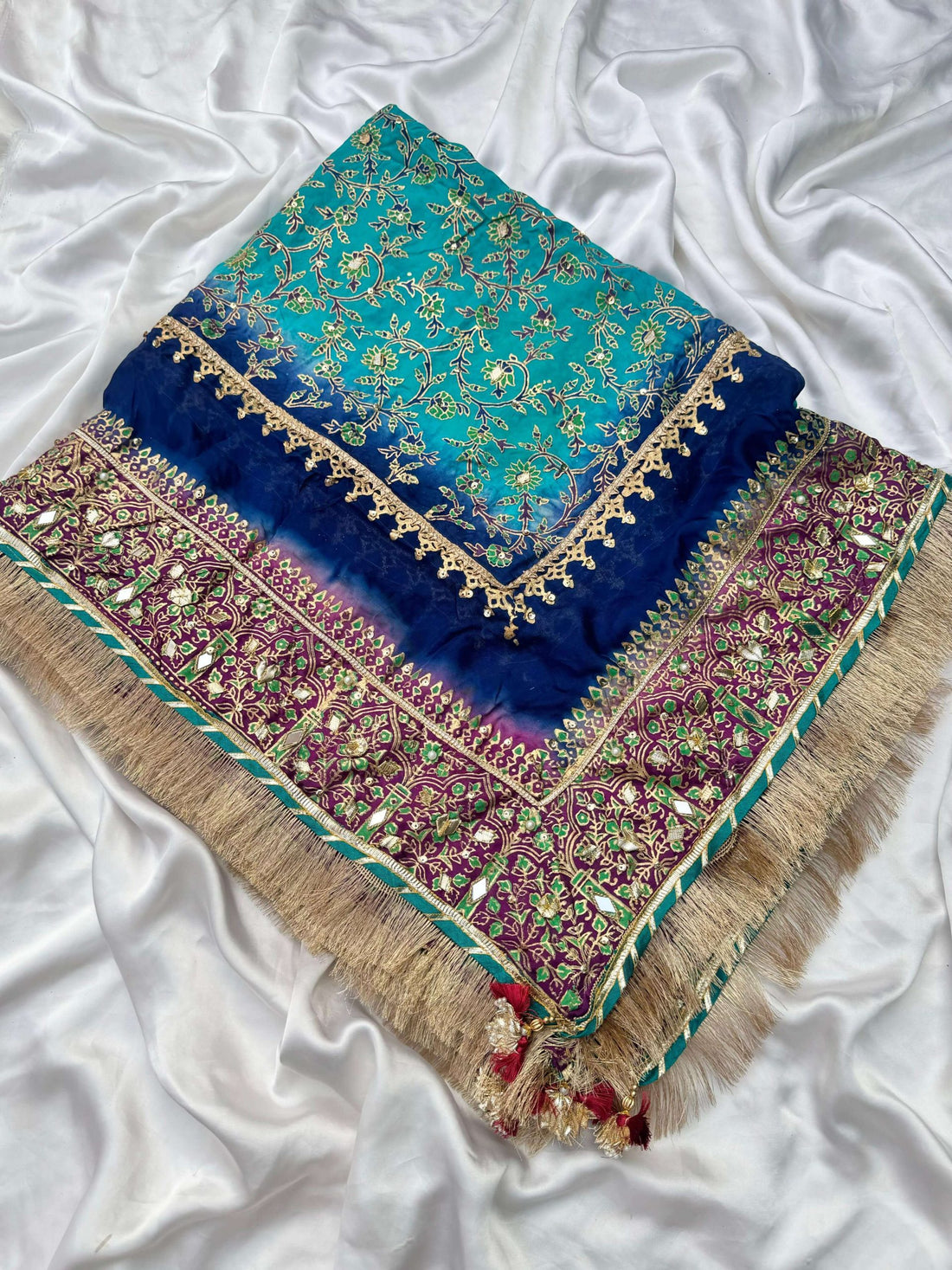 Peacock Color Embellished Dupatta