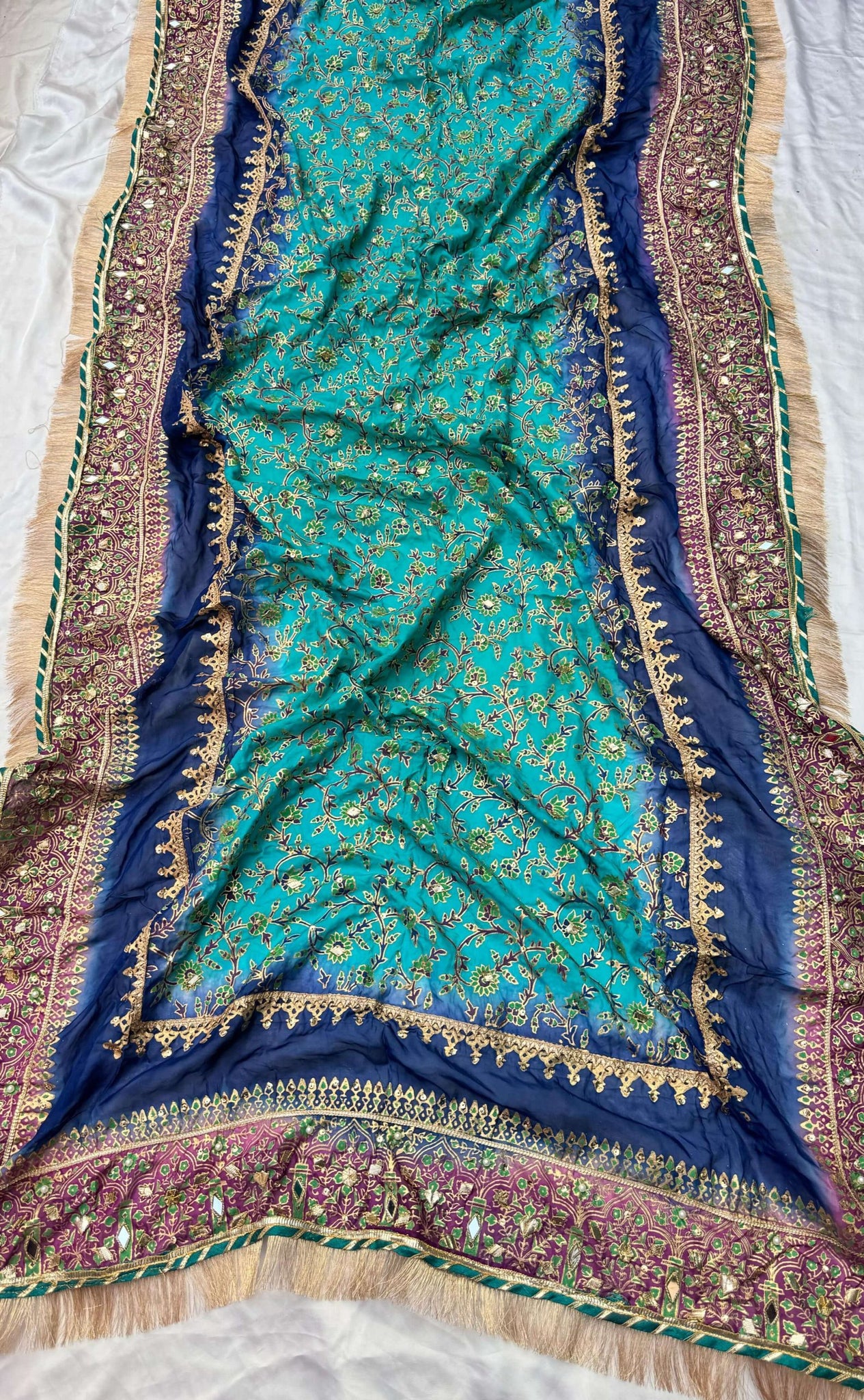 Peacock Color Embellished Dupatta