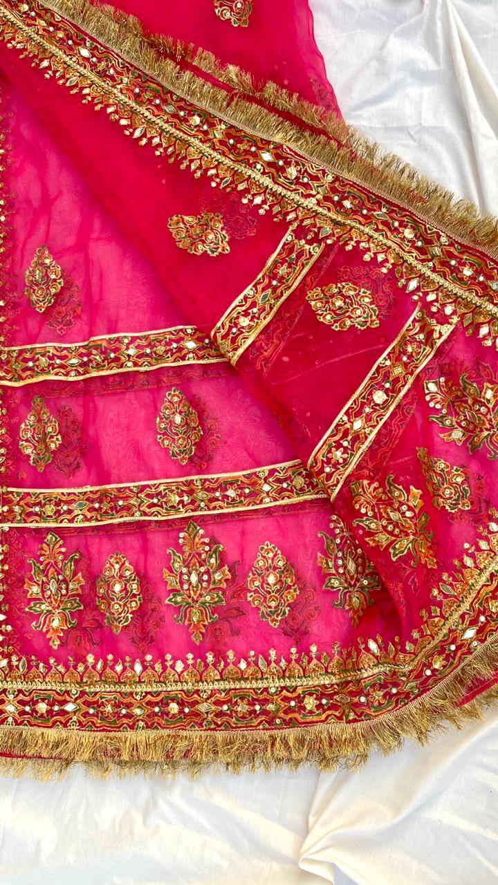 Hot Pink Kiran Organza Dupatta