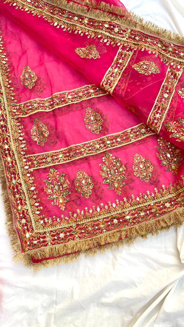 Hot Pink Kiran Organza Dupatta