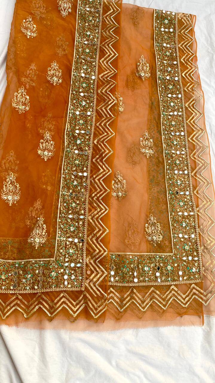 Burnt Orange Embellished Dupatta