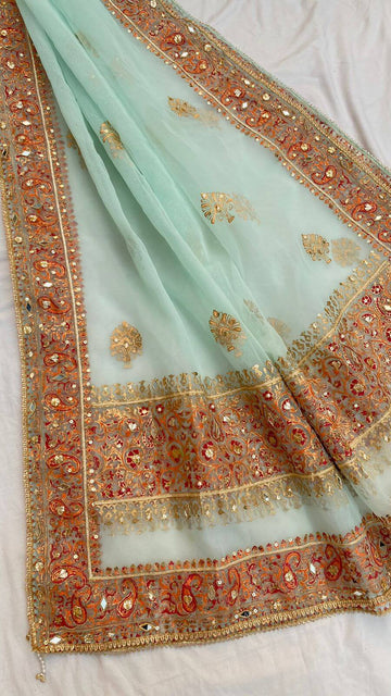 Ice Blue Embellished Dupatta