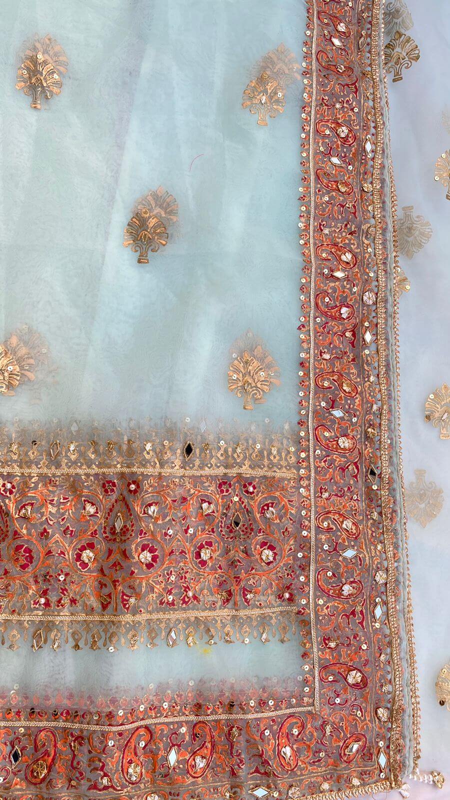 Ice Blue Embellished Dupatta