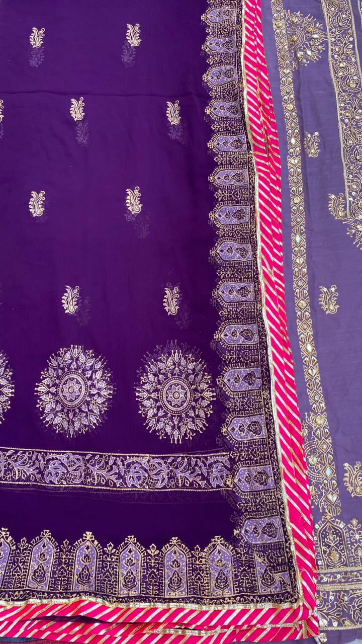 Lilac Embellished Pakistani Raw Silk Suit