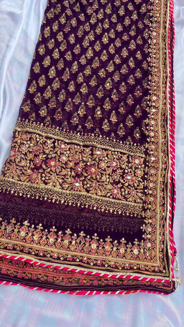 Purple Chatta Patti Dupatta