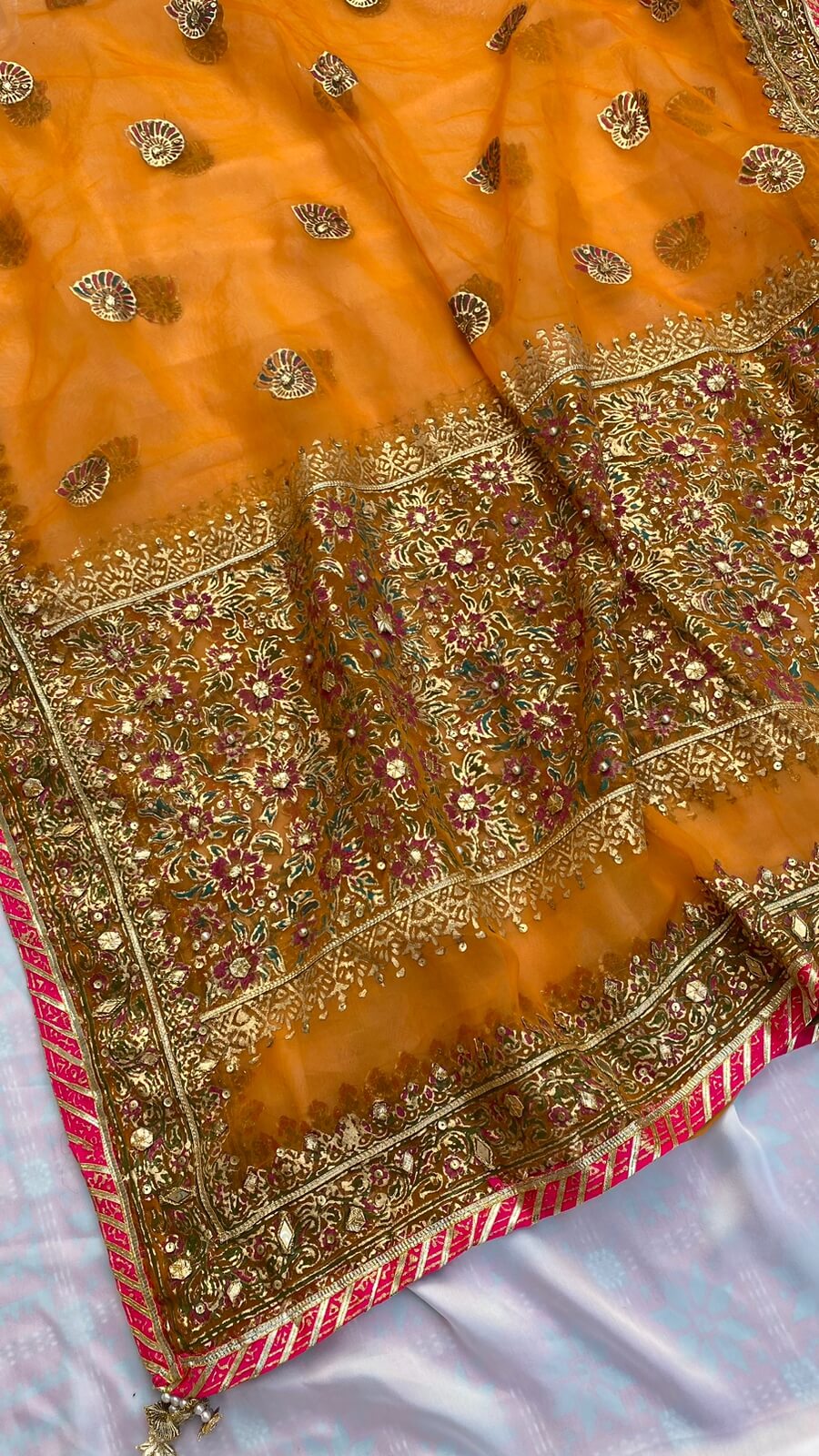 Mustard Chatta Patti Embellished Dupatta