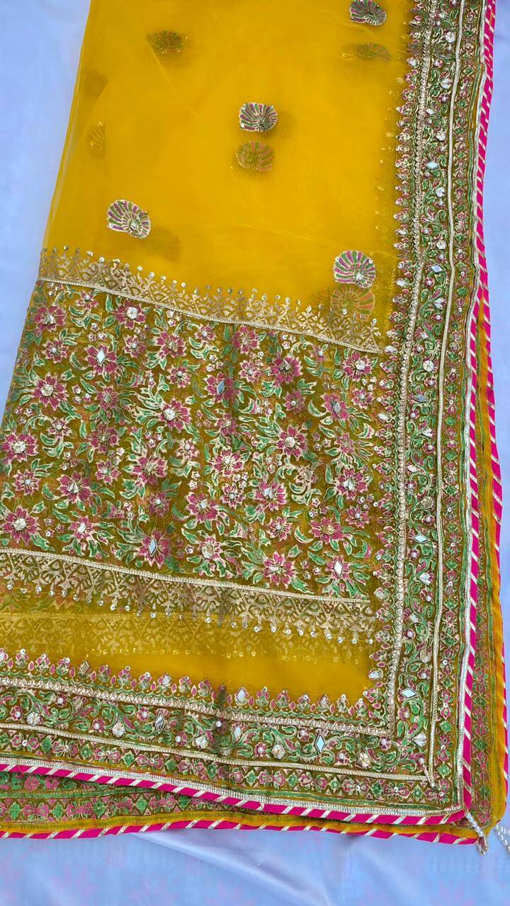 RTW Mayoun Yellow Chatta Patti Organza Dupatta