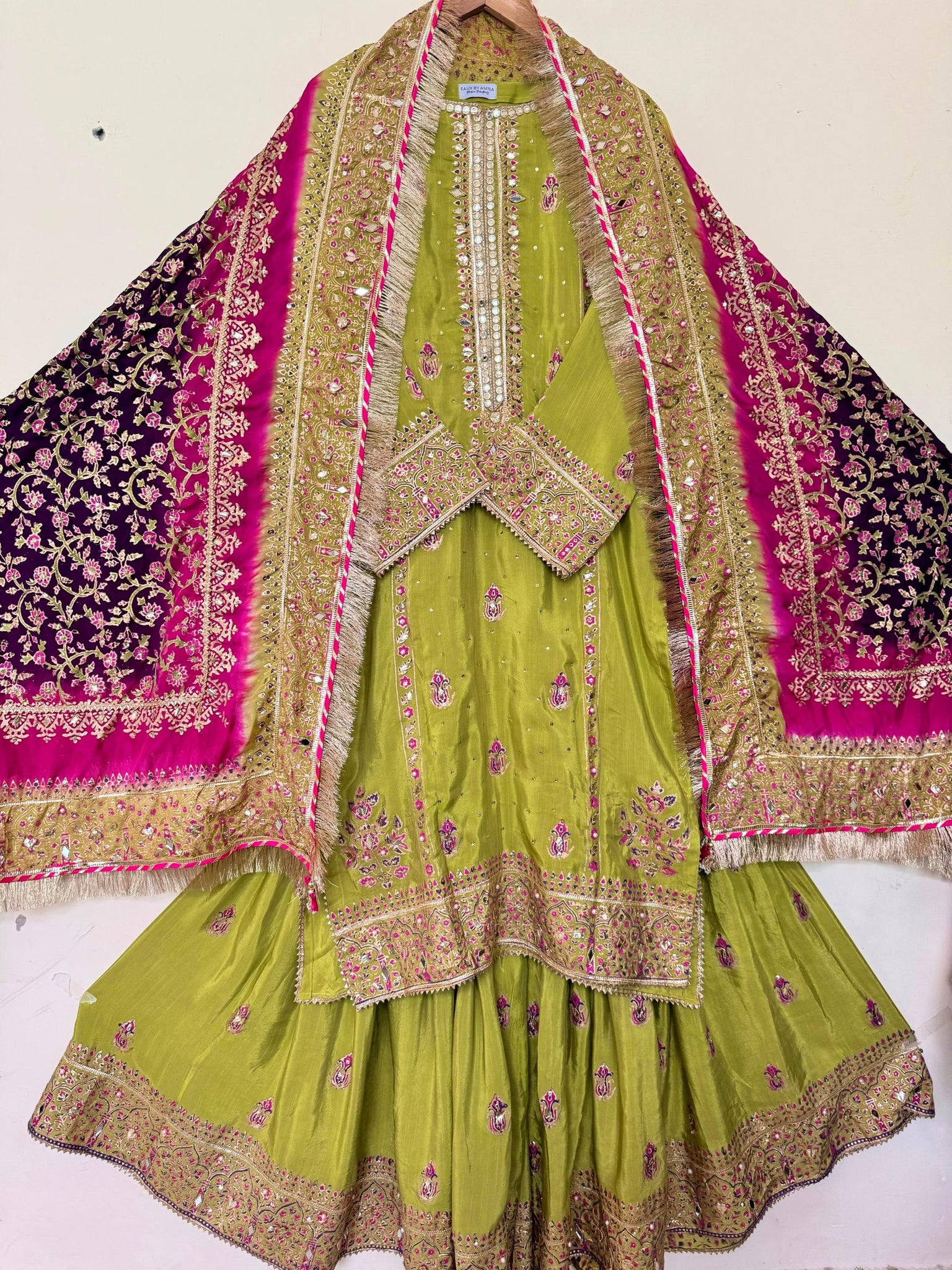 Stitched Raw Silk Gharara Set