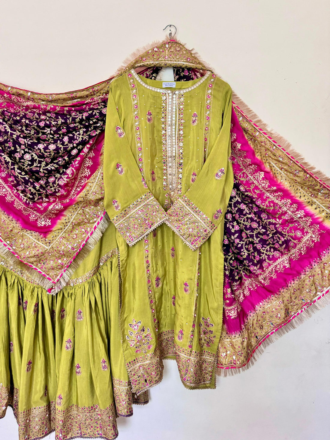 Stitched Raw Silk Gharara Set