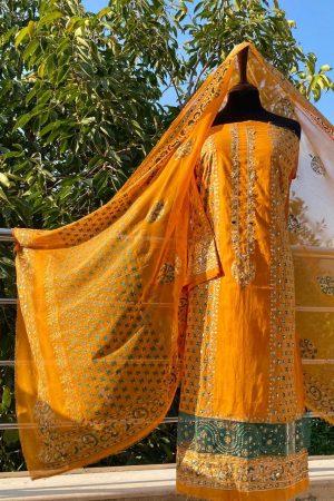 Mayoun Yellow Embellished Lawn Suit