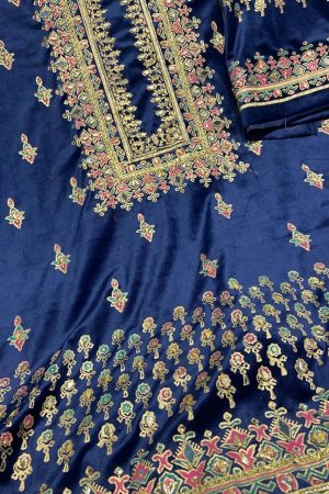 Malai Velvet Embellished Royal Blue With Shawl