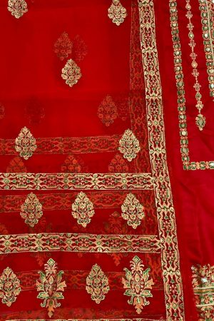 Blood Red Embellished Silk Suit