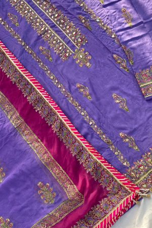 Lavender Embellished Cotton-Lawn Suit With Two-Shaded Dupatta