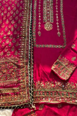 Unstitched Shocking Pink Raw Silk Sharara Set