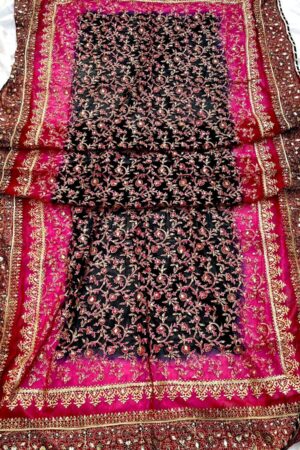 Black & Pink Multi China Silk Dupatta