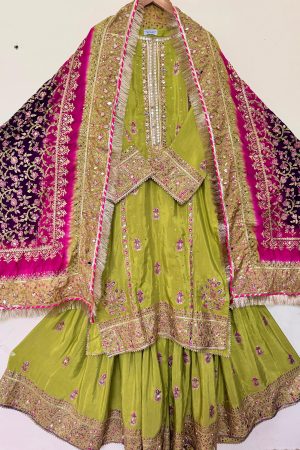 Stitched Raw Silk Gharara Set