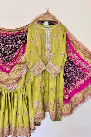 Stitched Raw Silk Gharara Set